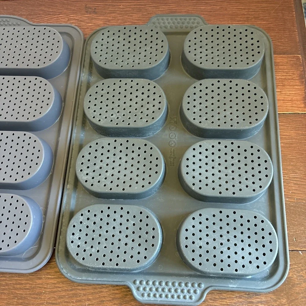 Set Of 2 Regular And Mini Hoagie Pan French Bread Baking Mold Silicone Non-stick